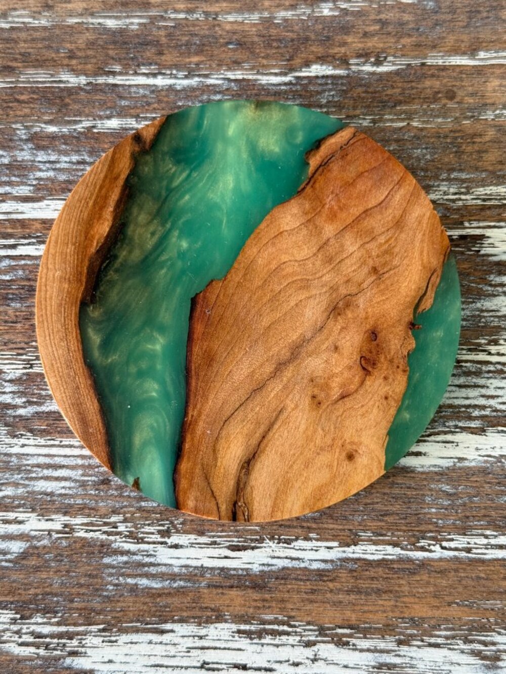 Seafoam Green Resin River Wood Drink Coasters Set of 4 House Housewarming Gift - Picture 4 of 6